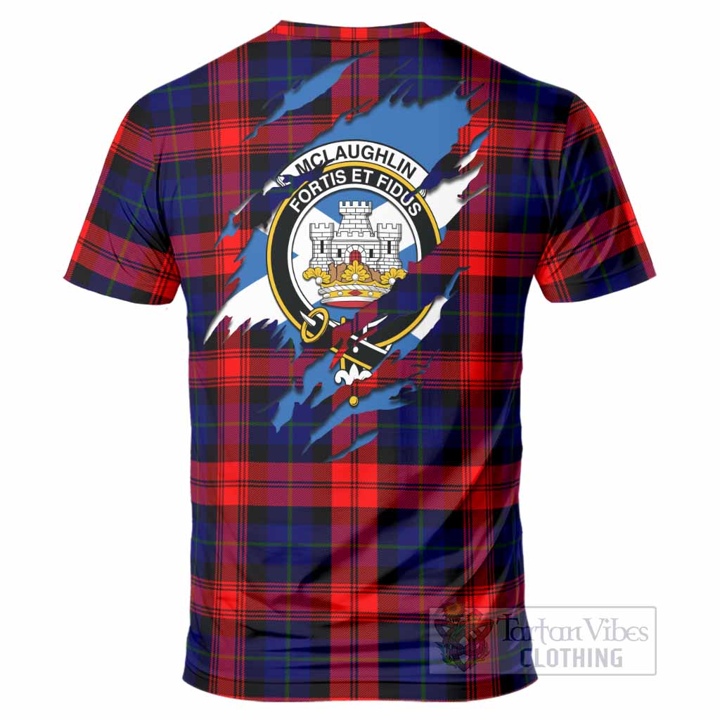McLaughlin Clan Crest In Me Tartan T-Shirt Scotland Flag Style