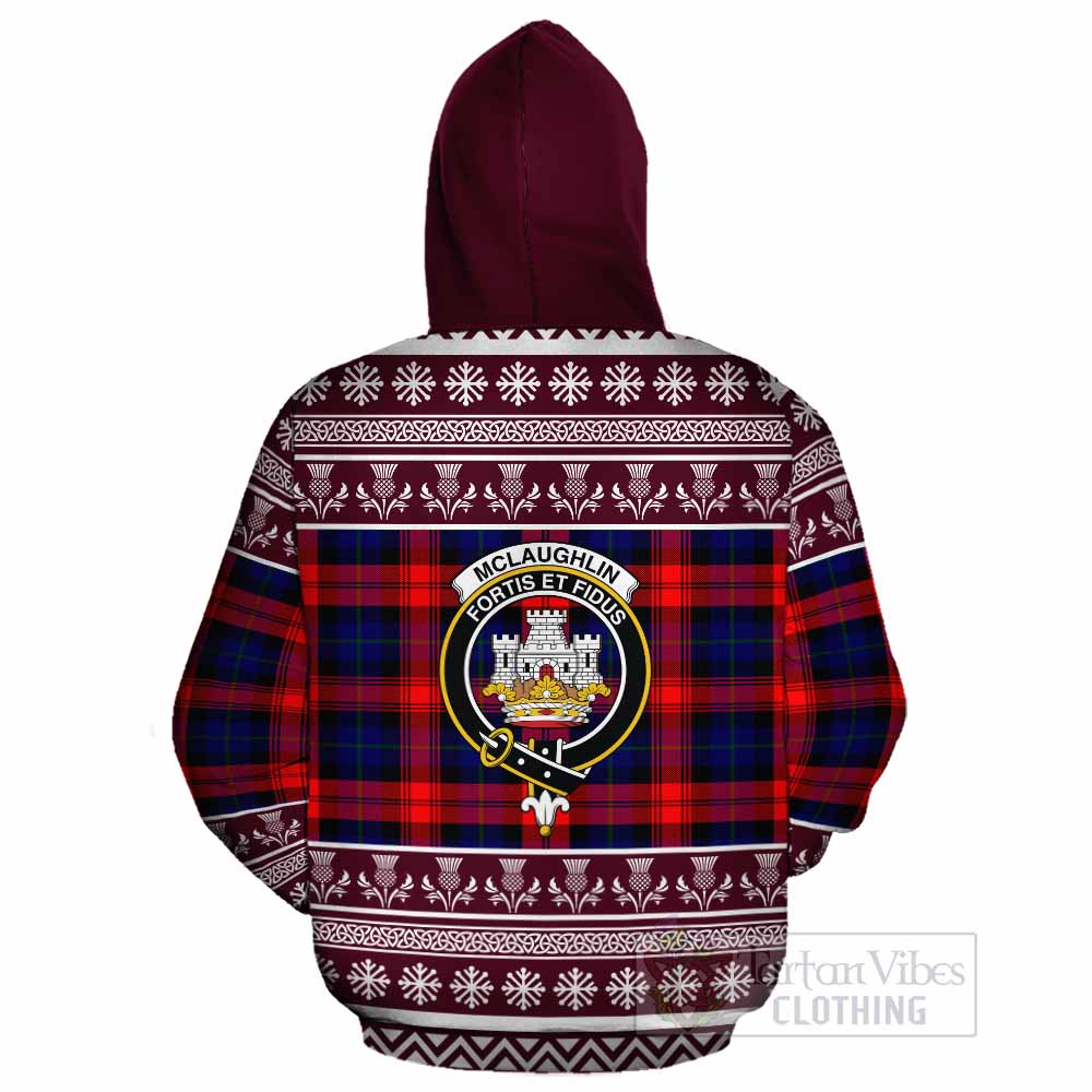 McLaughlin Clan Tartan Christmas Cotton Hoodie with Family Crest - Tartan Vibes Clothing