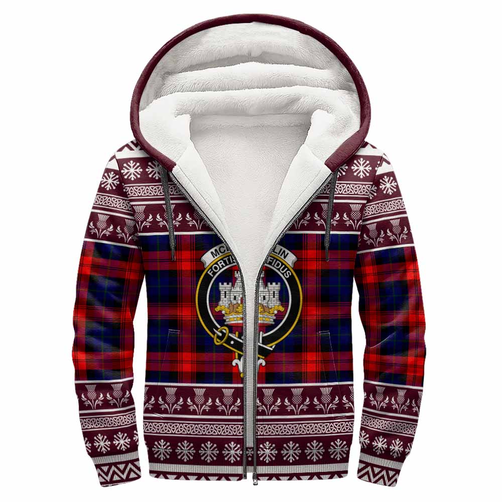 McLaughlin Clan Tartan Christmas Fleece Hoodie with Family Crest - Tartan Vibes Clothing