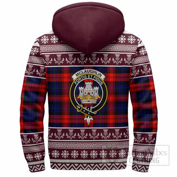 McLaughlin Clan Tartan Christmas Fleece Hoodie with Family Crest
