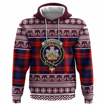 McLaughlin Clan Tartan Christmas Hoodie with Family Crest
