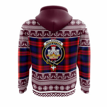 McLaughlin Clan Tartan Christmas Hoodie with Family Crest