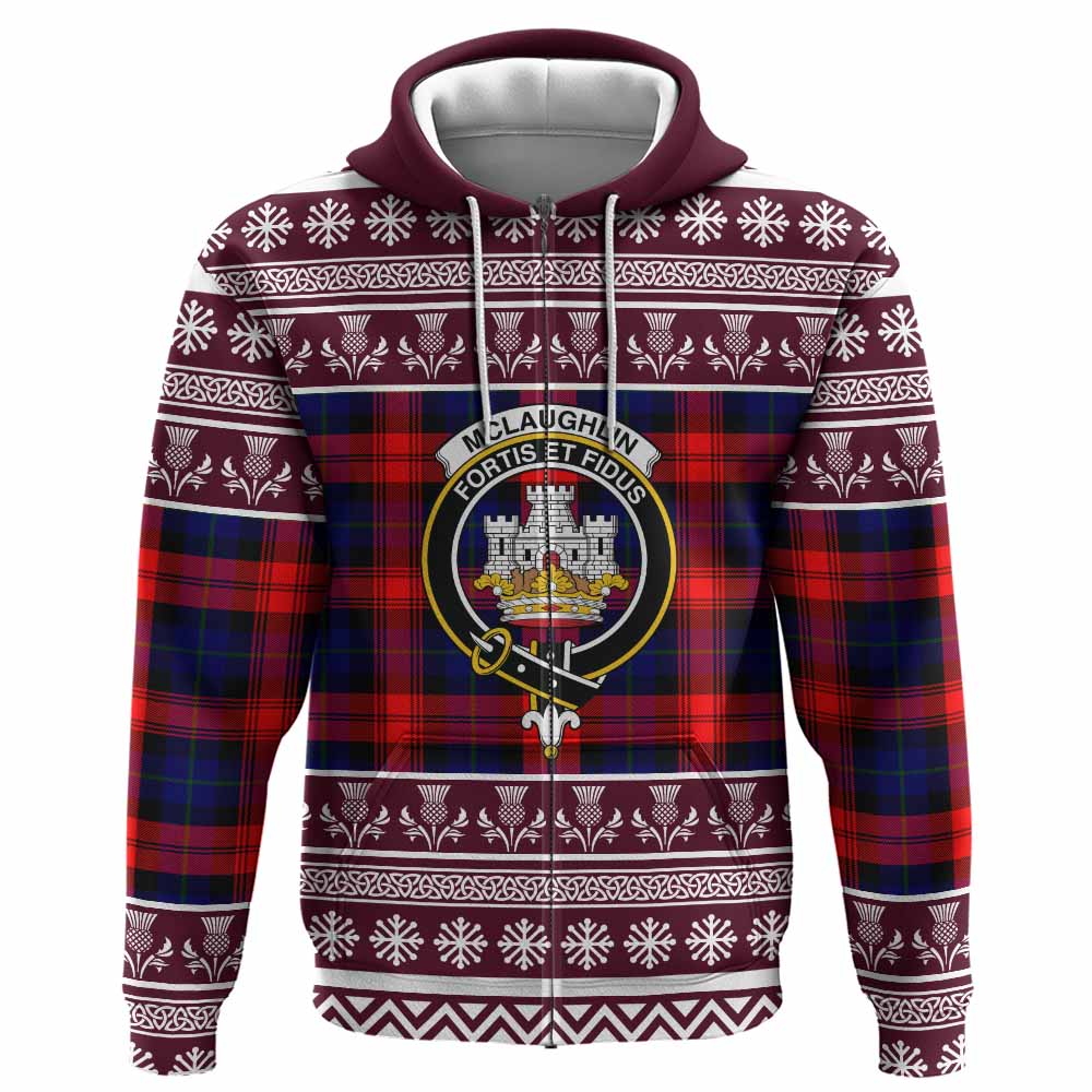 McLaughlin Clan Tartan Christmas Hoodie with Family Crest - Tartan Vibes Clothing