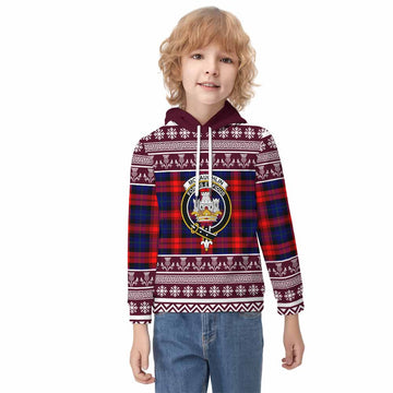 McLaughlin Clan Tartan Christmas Kid Hoodie with Family Crest