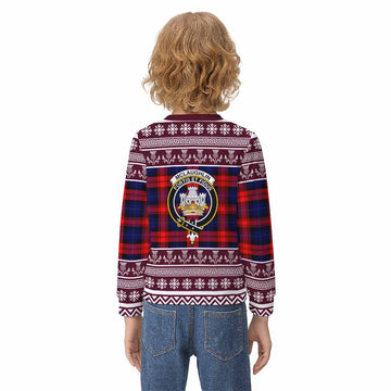 McLaughlin Clan Tartan Christmas Kid Ugly Sweatshirt with Family Crest