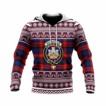 McLaughlin Clan Tartan Christmas Knitted Hoodie with Family Crest