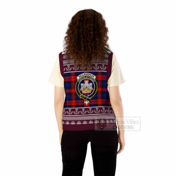 McLaughlin Clan Tartan Christmas Knitted V-Neck Vest with Family Crest - Tartan Vibes Clothing