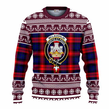 McLaughlin Clan Tartan Christmas Ugly Sweater with Family Crest