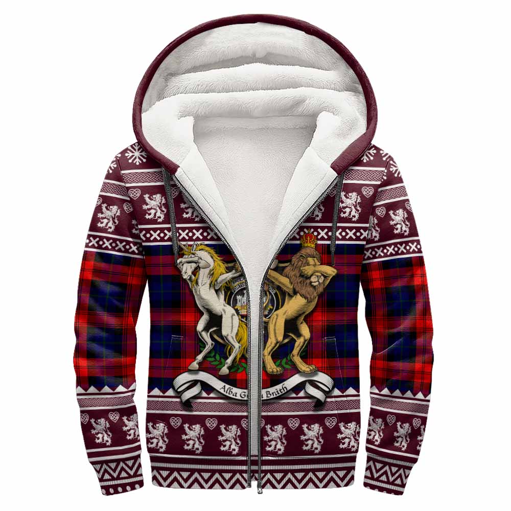 McLaughlin Clan Tartan Crest Christmas Fleece Hoodie Coat of Arms Funny Style - Tartan Vibes Clothing