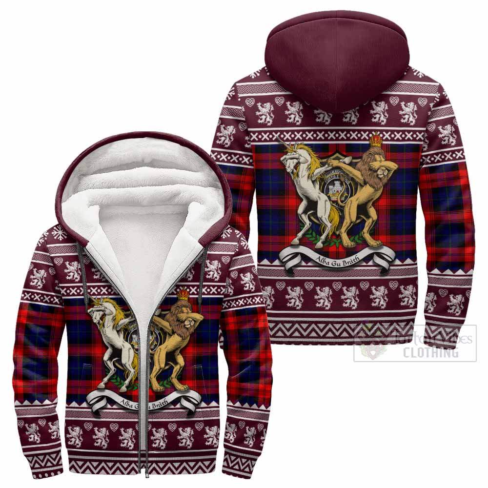 McLaughlin Clan Tartan Crest Christmas Fleece Hoodie Coat of Arms Funny Style - Tartan Vibes Clothing