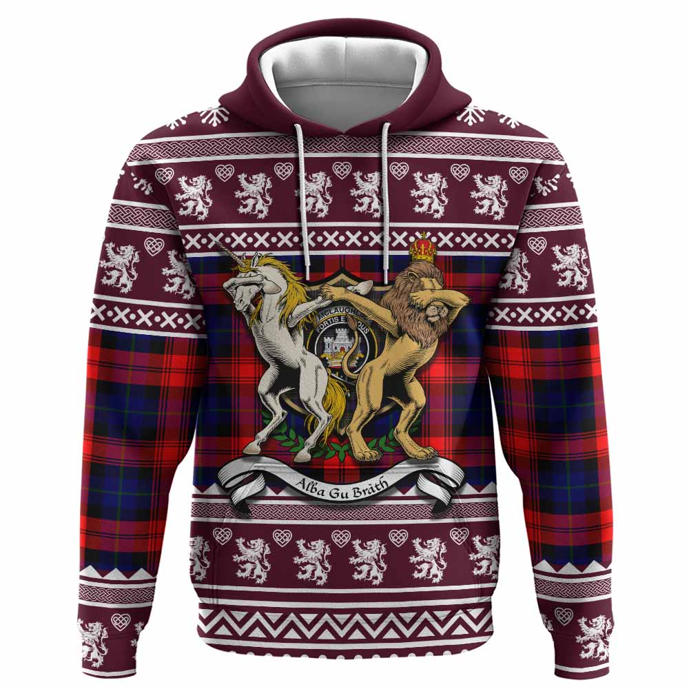 McLaughlin Clan Tartan Crest Christmas Hoodie Coat of Arms Funny Style - Tartan Vibes Clothing