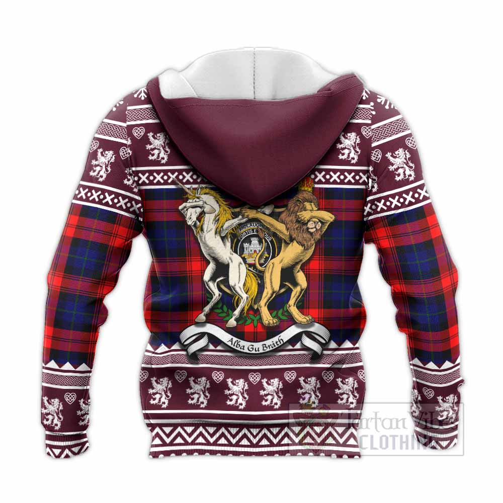 McLaughlin Clan Tartan Crest Christmas Knitted Hoodie Coat of Arms Funny Style - Tartan Vibes Clothing