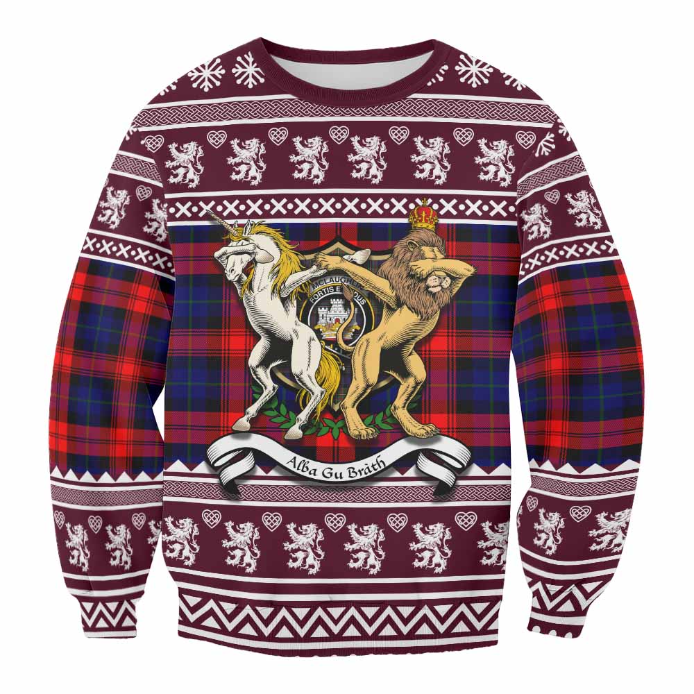 McLaughlin Clan Tartan Crest Christmas Sweatshirt Coat of Arms Funny Style - Tartan Vibes Clothing