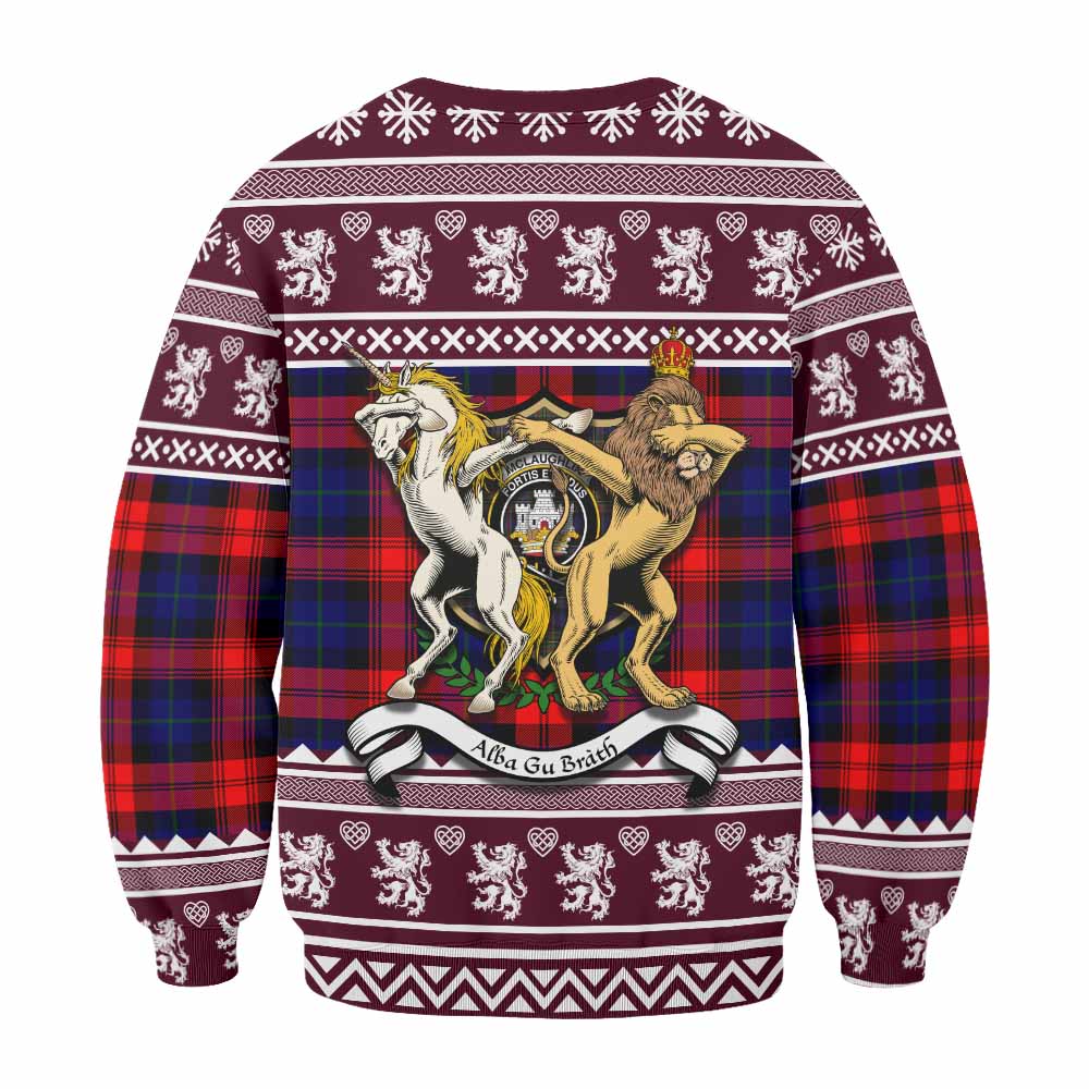 McLaughlin Clan Tartan Crest Christmas Sweatshirt Coat of Arms Funny Style - Tartan Vibes Clothing