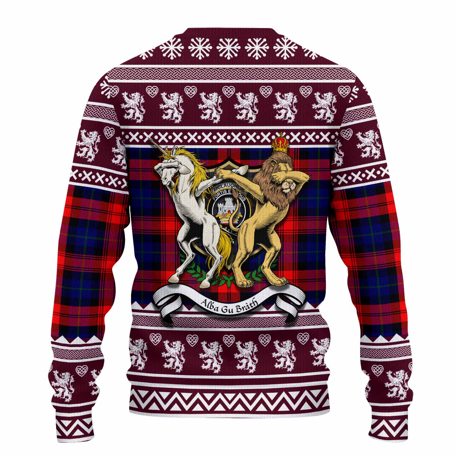 McLaughlin Clan Tartan Crest Christmas Ugly Sweater Coat of Arms Funny Style - Tartan Vibes Clothing