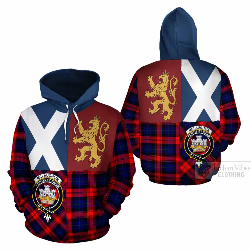 McLaughlin Crest Tartan Cotton Hoodie with Lion Rampant Saltire Style - Tartan Vibes Clothing