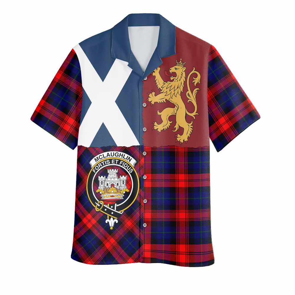 McLaughlin Crest Tartan Hawaiian Shirt with Lion Rampant Saltire Style