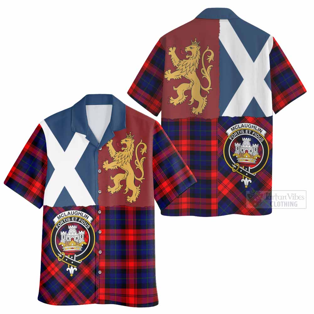McLaughlin Crest Tartan Hawaiian Shirt with Lion Rampant Saltire Style