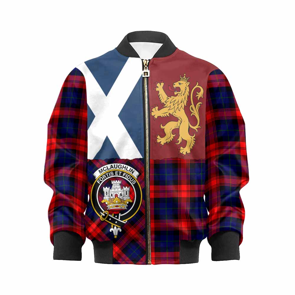 McLaughlin Crest Tartan Kid Bomber Jacket with Lion Rampant Saltire Style - Tartan Vibes Clothing