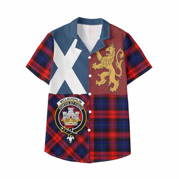 McLaughlin Crest Tartan Kid Hawaiian Shirt with Lion Rampant Saltire Style