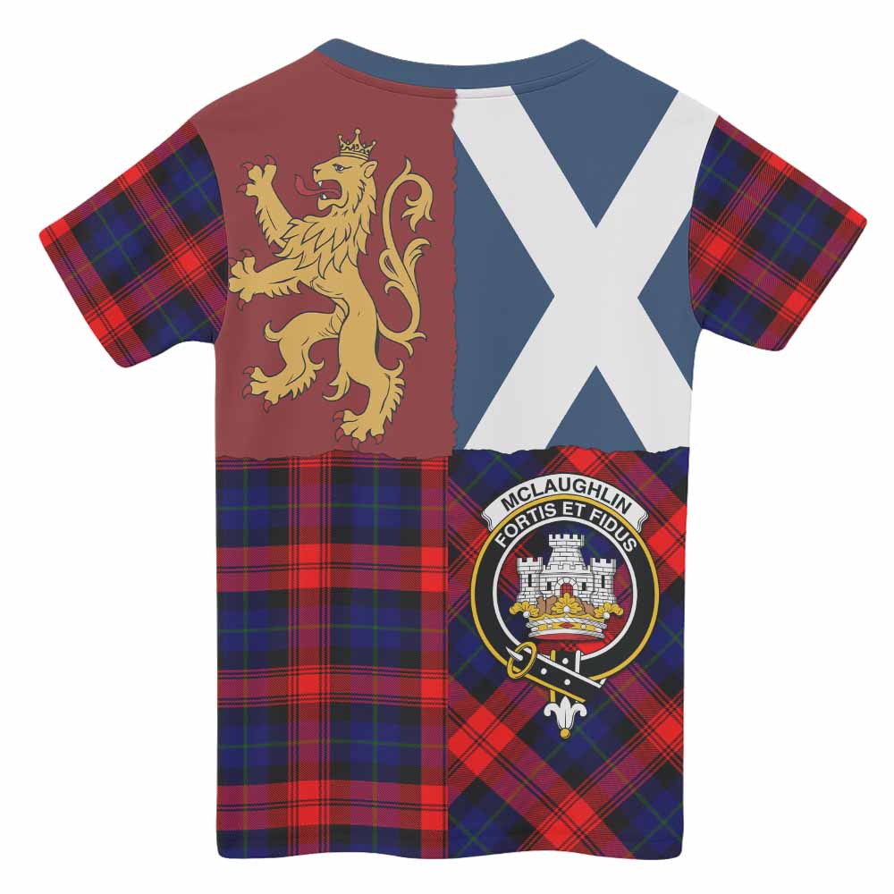 McLaughlin Crest Tartan Kid T-shirt with Lion Rampant Saltire Style - Tartan Vibes Clothing