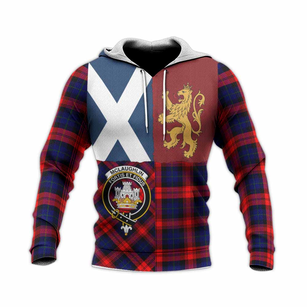 McLaughlin Crest Tartan Knitted Hoodie with Lion Rampant Saltire Style