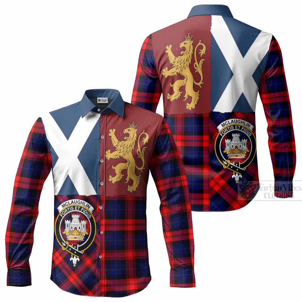 McLaughlin Crest Tartan Long Sleeve Button Shirts with Lion Rampant Saltire Style