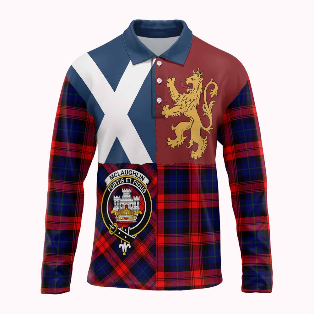 McLaughlin Crest Tartan Long Sleeve Polo Shirt with Lion Rampant Saltire Style
