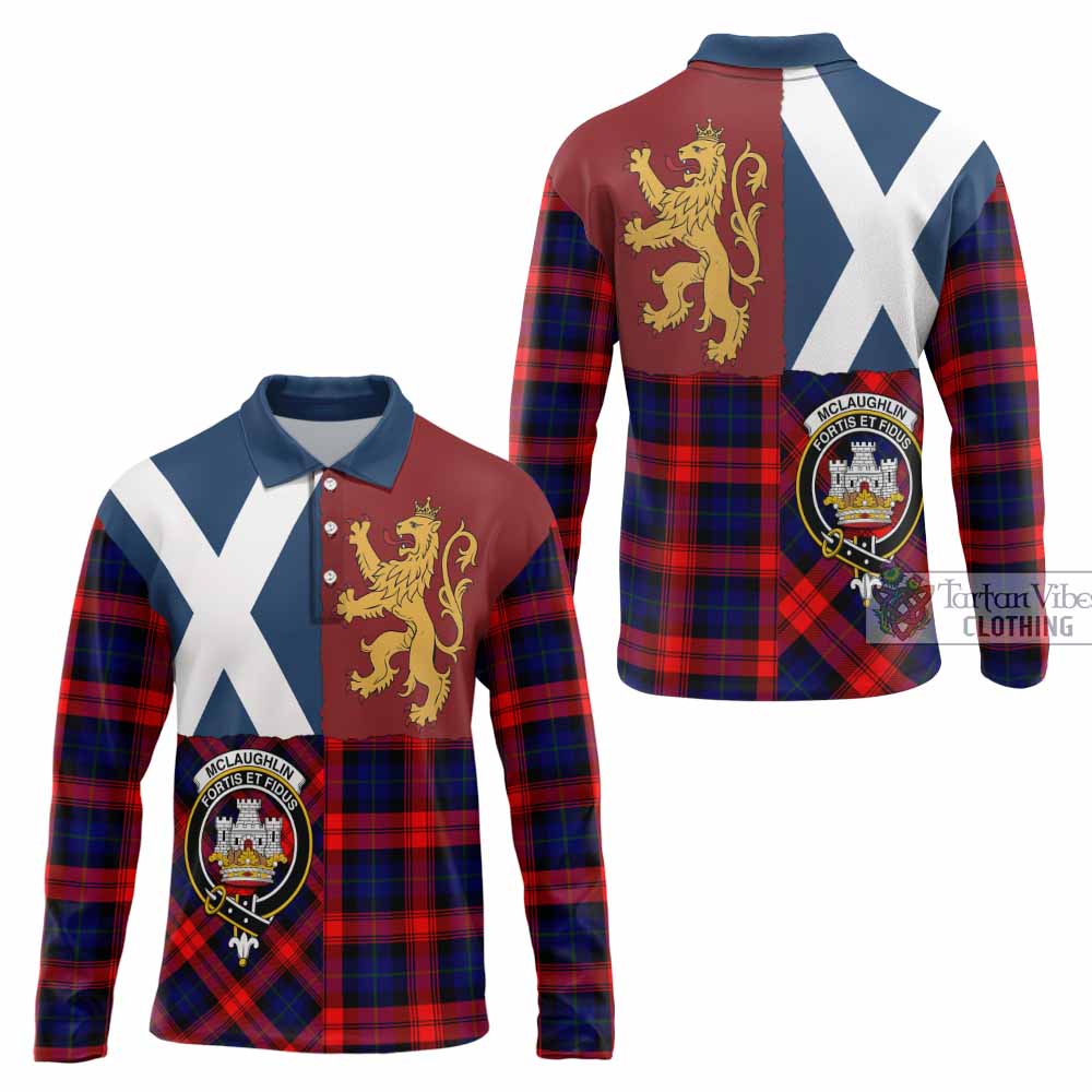 McLaughlin Crest Tartan Long Sleeve Polo Shirt with Lion Rampant Saltire Style