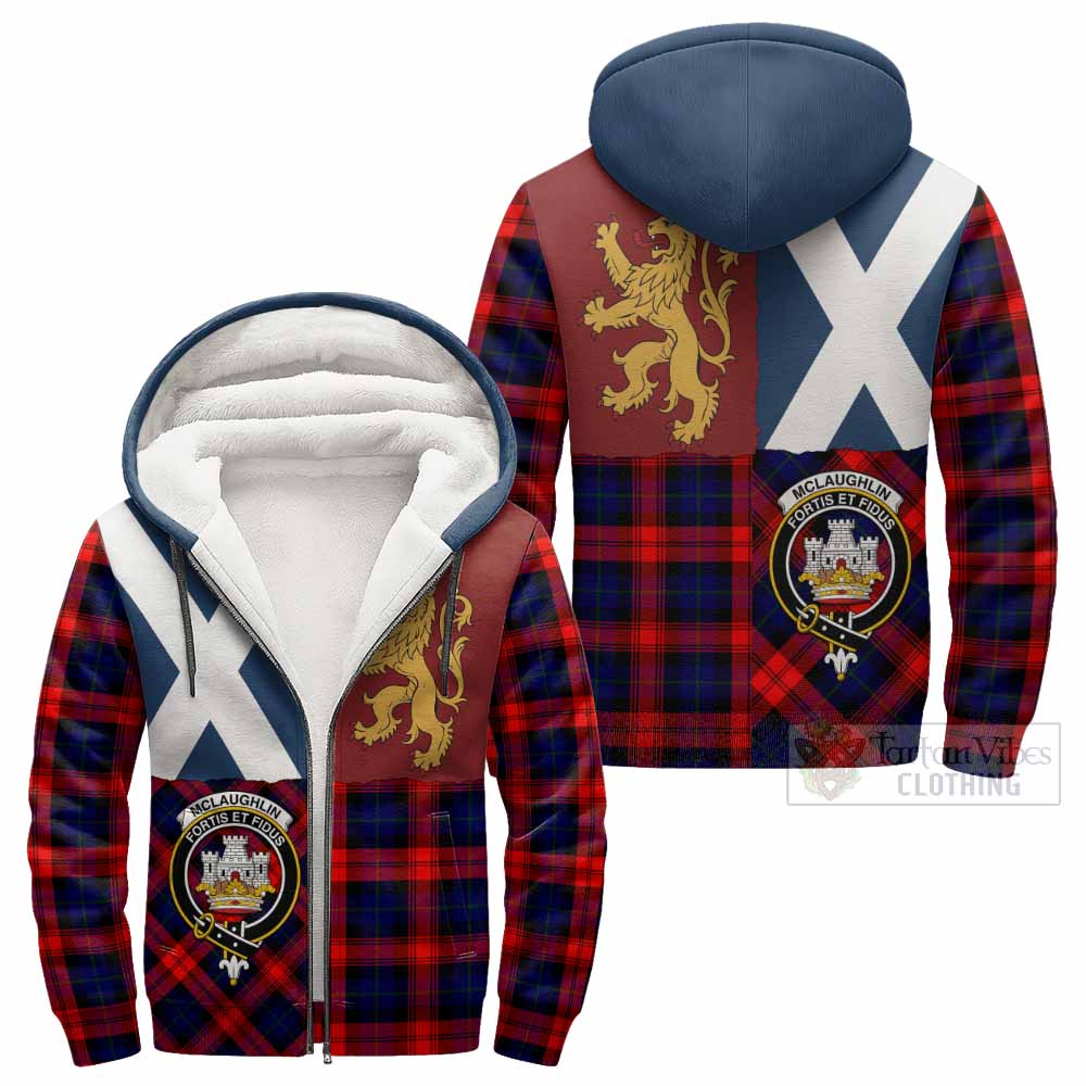 McLaughlin Crest Tartan Sherpa Hoodie with Lion Rampant Saltire Style