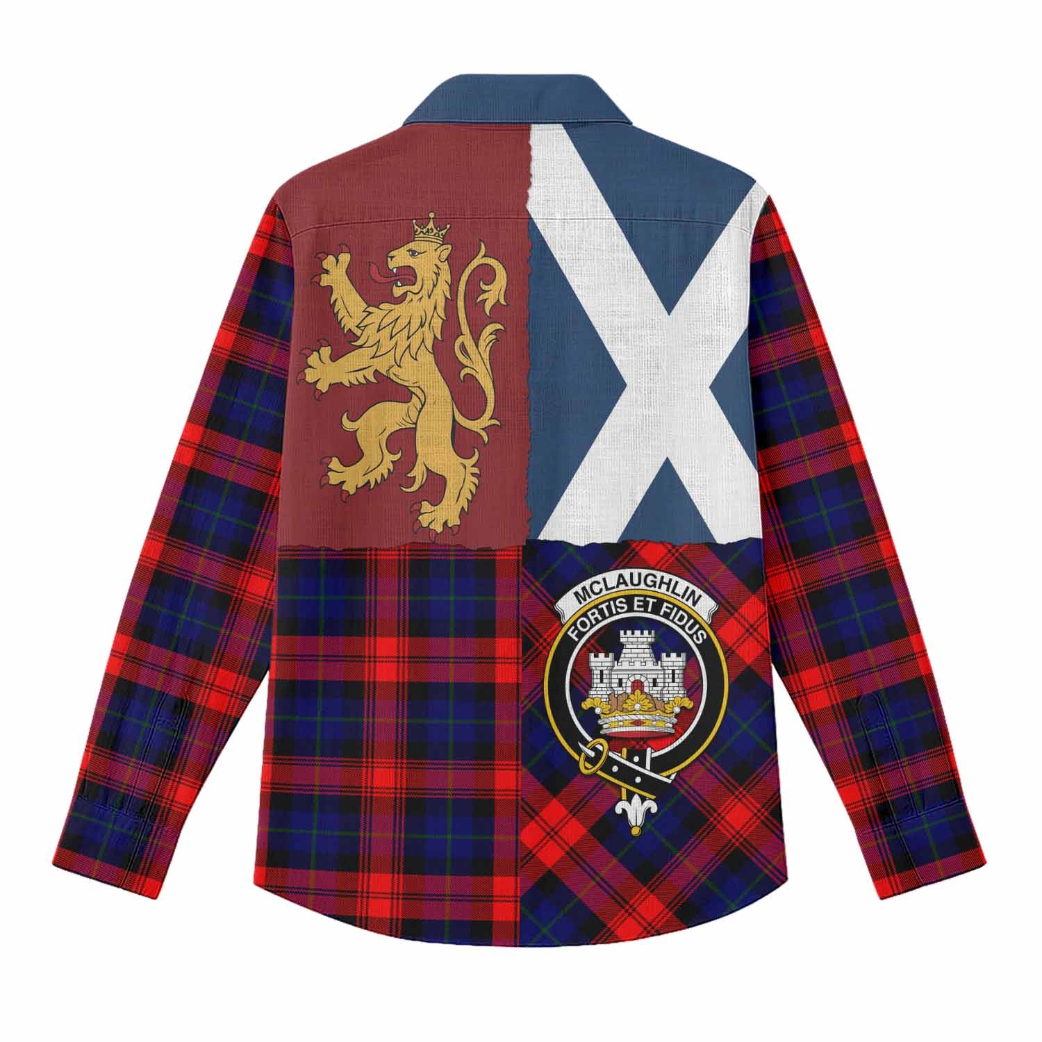 McLaughlin Crest Tartan Women Casual Shirt with Lion Rampant Saltire Style