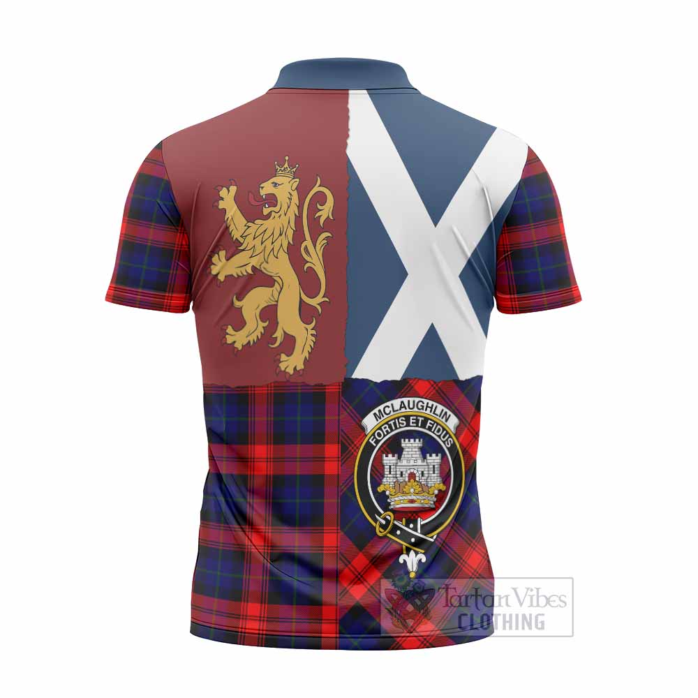 McLaughlin Crest Tartan Zipper Polo Shirt with Lion Rampant Saltire Style