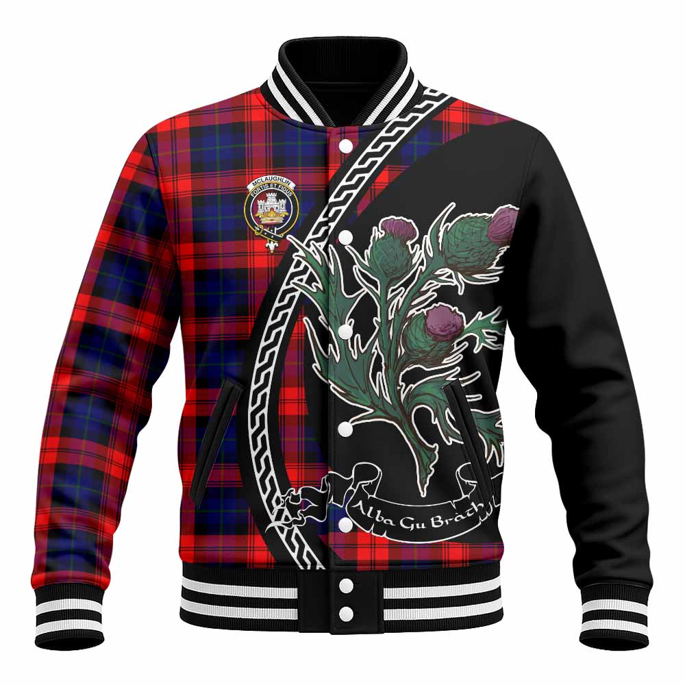McLaughlin Family Crest Tartan Baseball Jacket Alba Thistle Inspired - Tartan Vibes Clothing