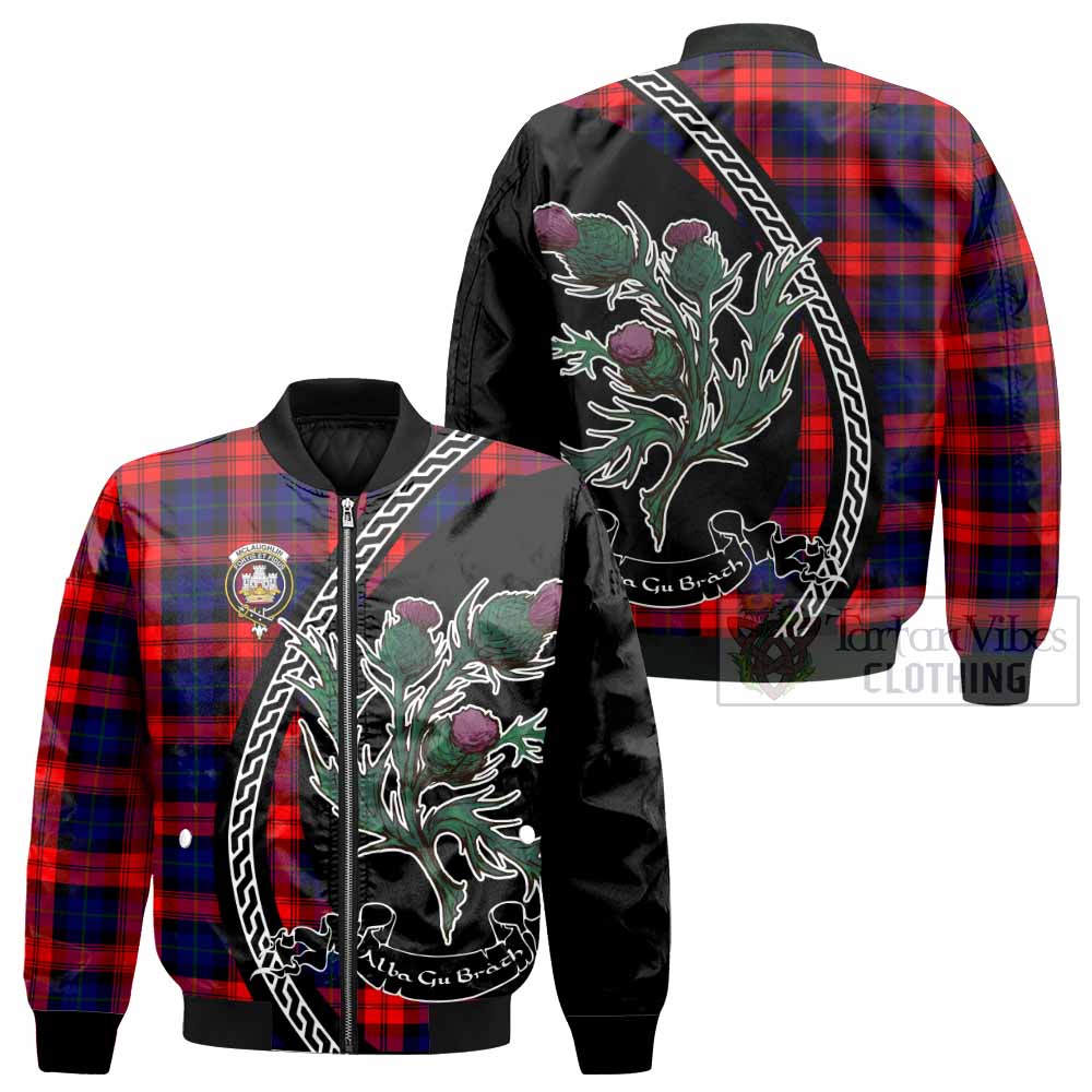 McLaughlin Family Crest Tartan Bomber Jacket Alba Thistle Inspired - Tartan Vibes Clothing