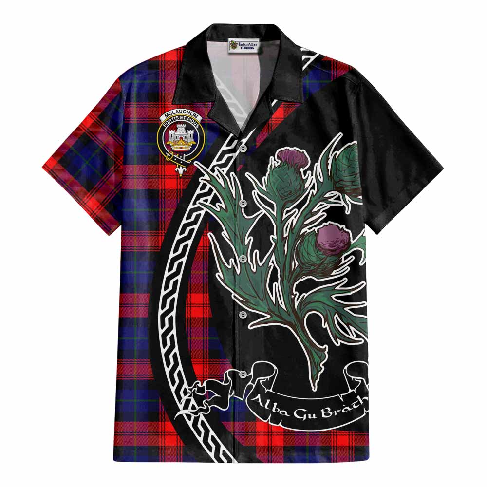 McLaughlin Family Crest Tartan Cotton Hawaiian Shirt Alba Thistle Inspired - Tartan Vibes Clothing