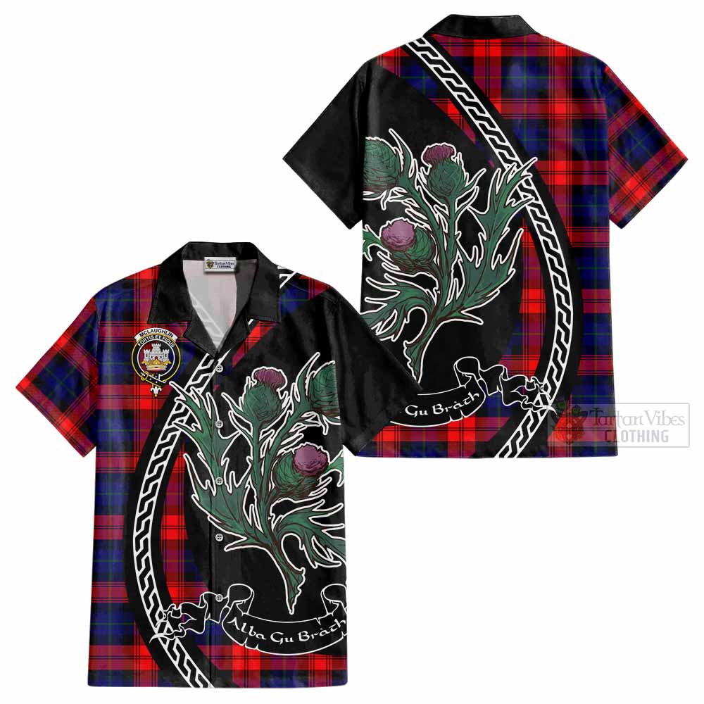 McLaughlin Family Crest Tartan Cotton Hawaiian Shirt Alba Thistle Inspired - Tartan Vibes Clothing