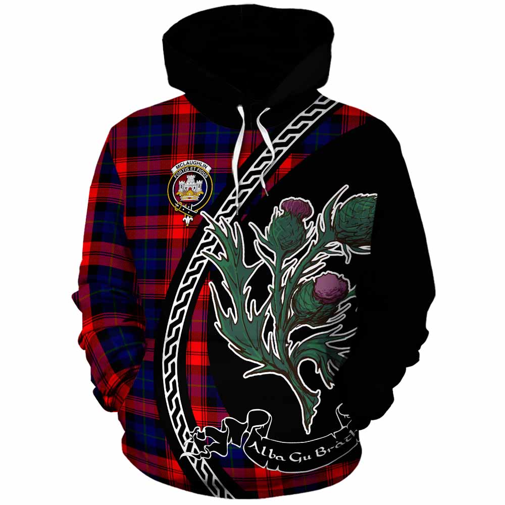 McLaughlin Family Crest Tartan Cotton Hoodie Alba Thistle Inspired - Tartan Vibes Clothing