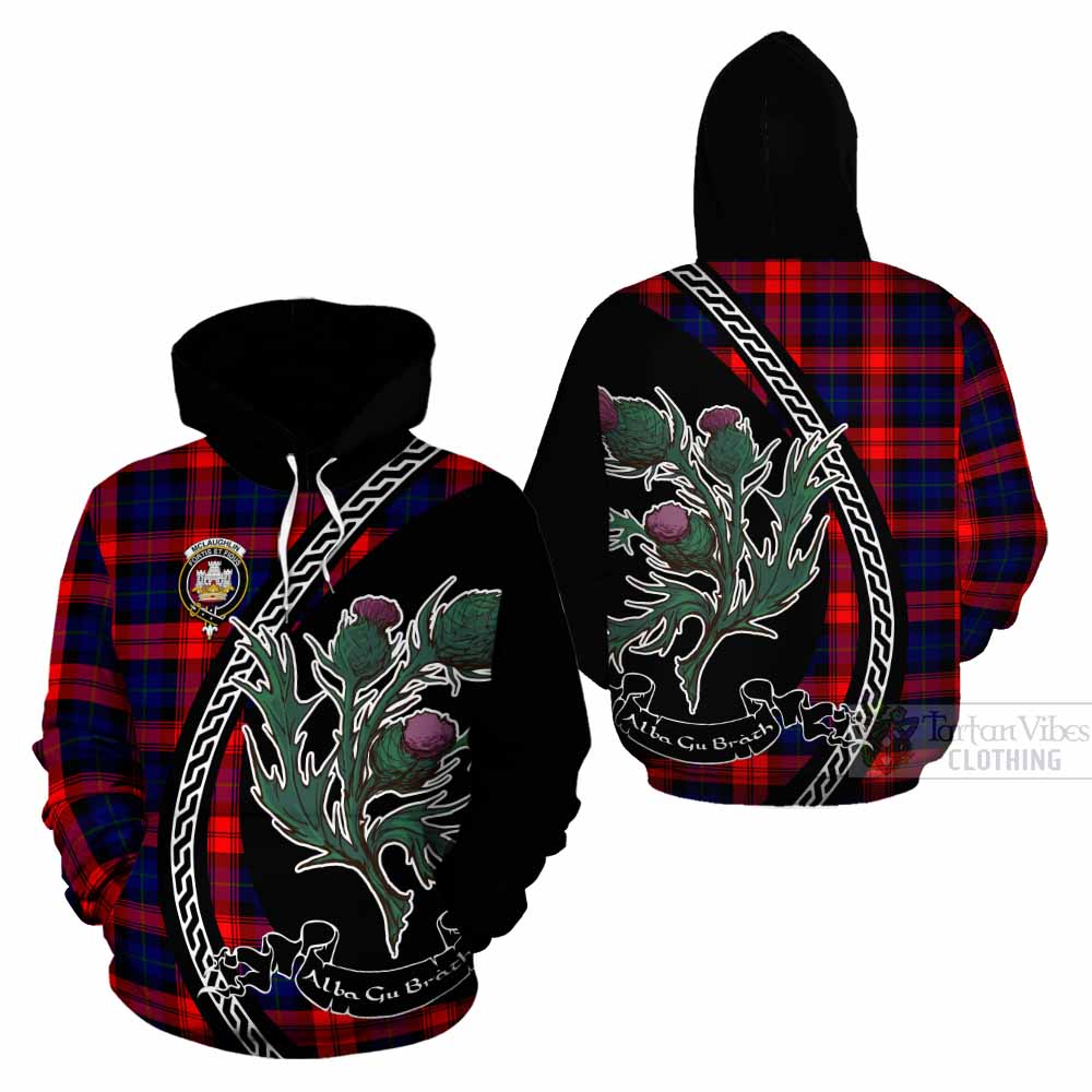 McLaughlin Family Crest Tartan Cotton Hoodie Alba Thistle Inspired - Tartan Vibes Clothing