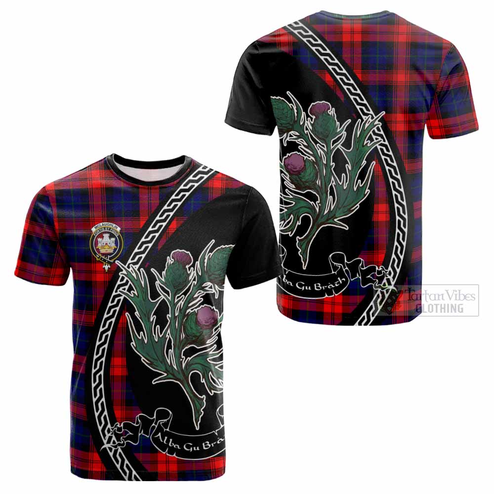 McLaughlin Family Crest Tartan Cotton T-shirt Alba Thistle Inspired - Tartan Vibes Clothing