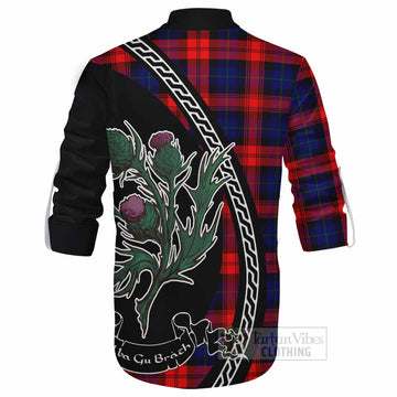 McLaughlin Family Crest Tartan Ghillie Shirt Alba Thistle Inspired