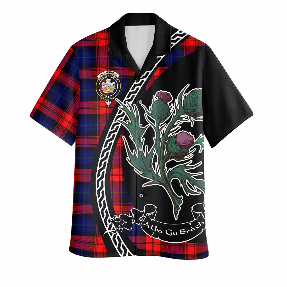 McLaughlin Family Crest Tartan Hawaiian Shirt Alba Thistle Inspired - Tartan Vibes Clothing