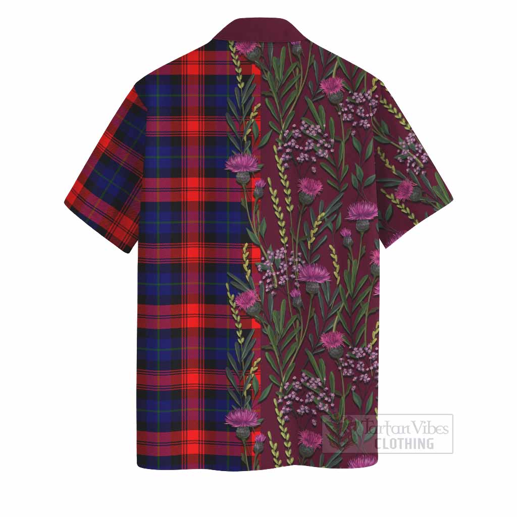 McLaughlin Family Crest Tartan Hawaiian Shirt Scottish Thistle Flower Pattern Half Style - Tartan Vibes Clothing