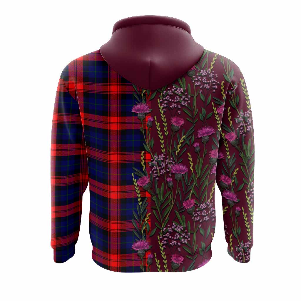 McLaughlin Family Crest Tartan Hoodie Scottish Thistle Flower Pattern Half Style - Tartan Vibes Clothing