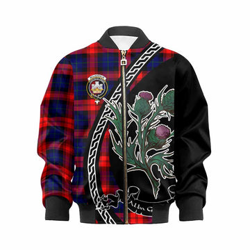 McLaughlin Family Crest Tartan Kid Bomber Jacket Alba Thistle Inspired