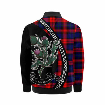 McLaughlin Family Crest Tartan Kid Bomber Jacket Alba Thistle Inspired