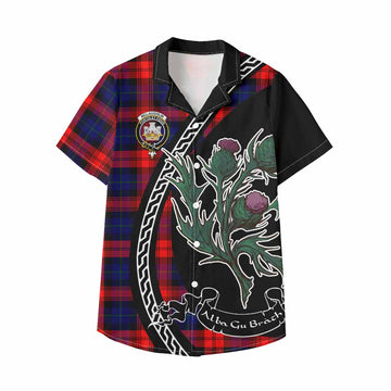 McLaughlin Family Crest Tartan Kid Hawaiian Shirt Alba Thistle Inspired