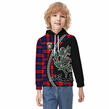 McLaughlin Family Crest Tartan Kid Hoodie Alba Thistle Inspired