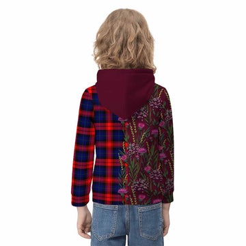 McLaughlin Family Crest Tartan Kid Hoodie Scottish Thistle Flower Pattern Half Style
