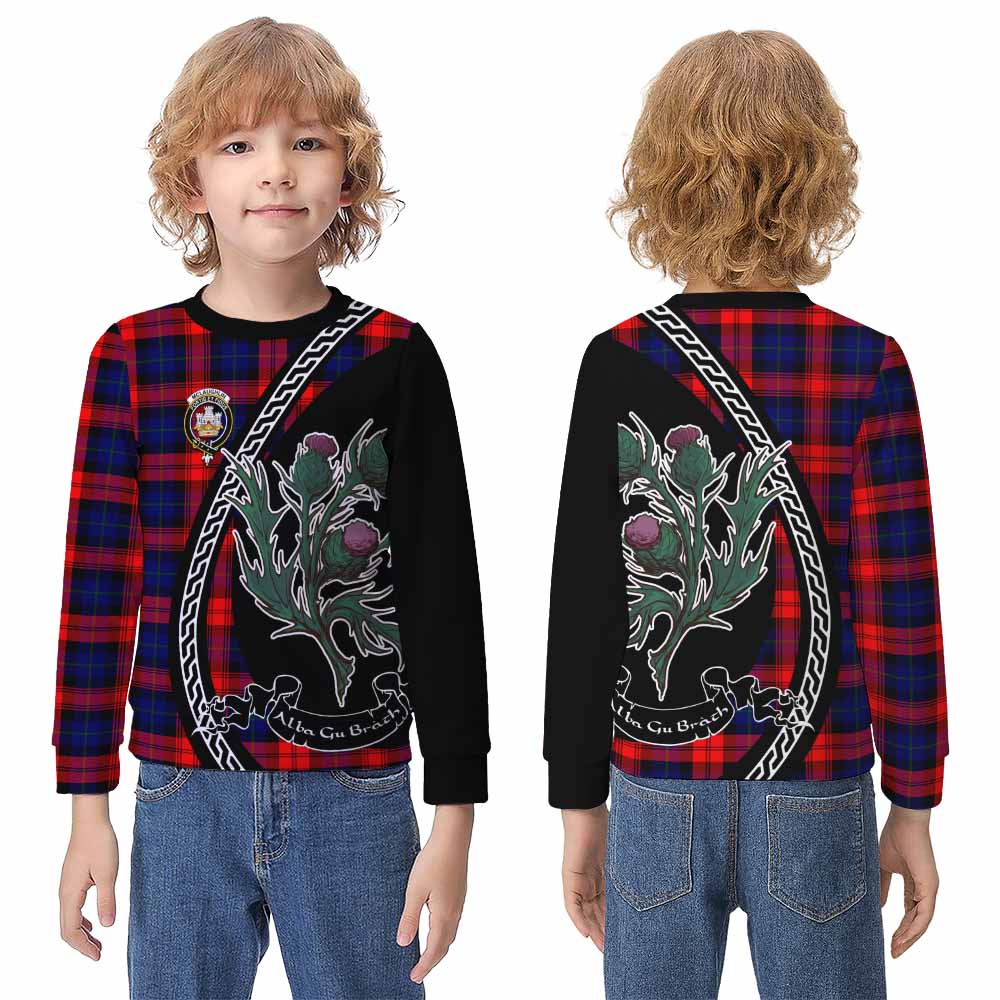 McLaughlin Family Crest Tartan Kid Knitted Sweatshirt Alba Thistle Inspired - Tartan Vibes Clothing