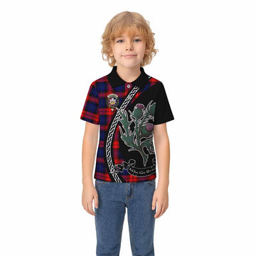 McLaughlin Family Crest Tartan Kid Polo Shirt Alba Thistle Inspired
